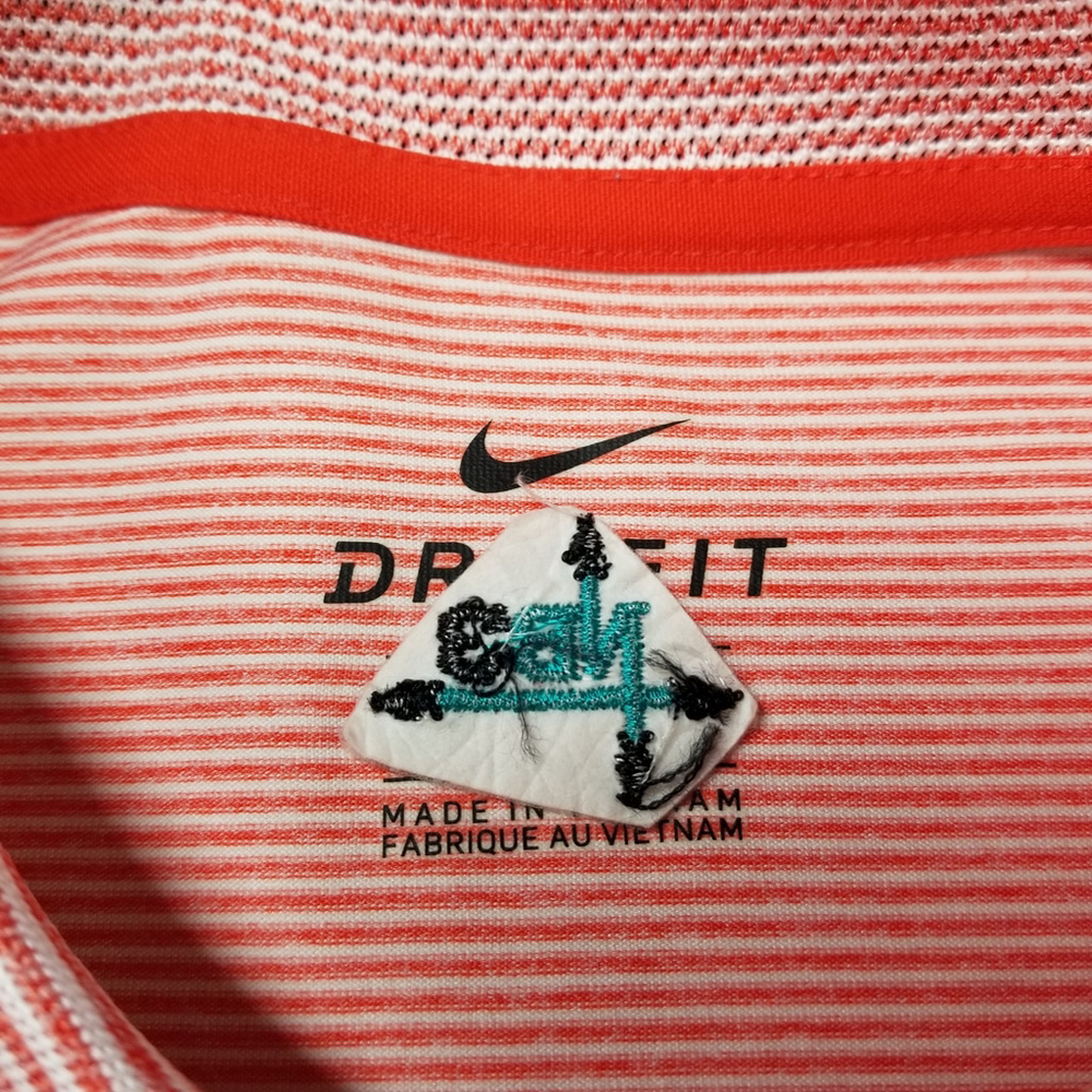 Nike Polo Shirt Mens SIze Large Orange Striped Southern Dunes Golf Course Logo - Picture 3 of 13